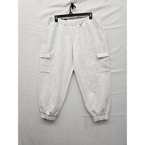 Express Womens Cargo Jogger Pants Gray Polyester Blend Casual Size XL